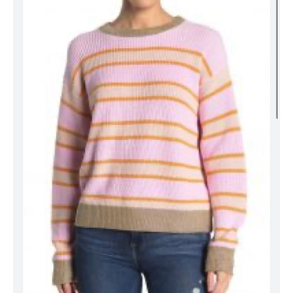 525 America pink striped metallic trim sweater medium